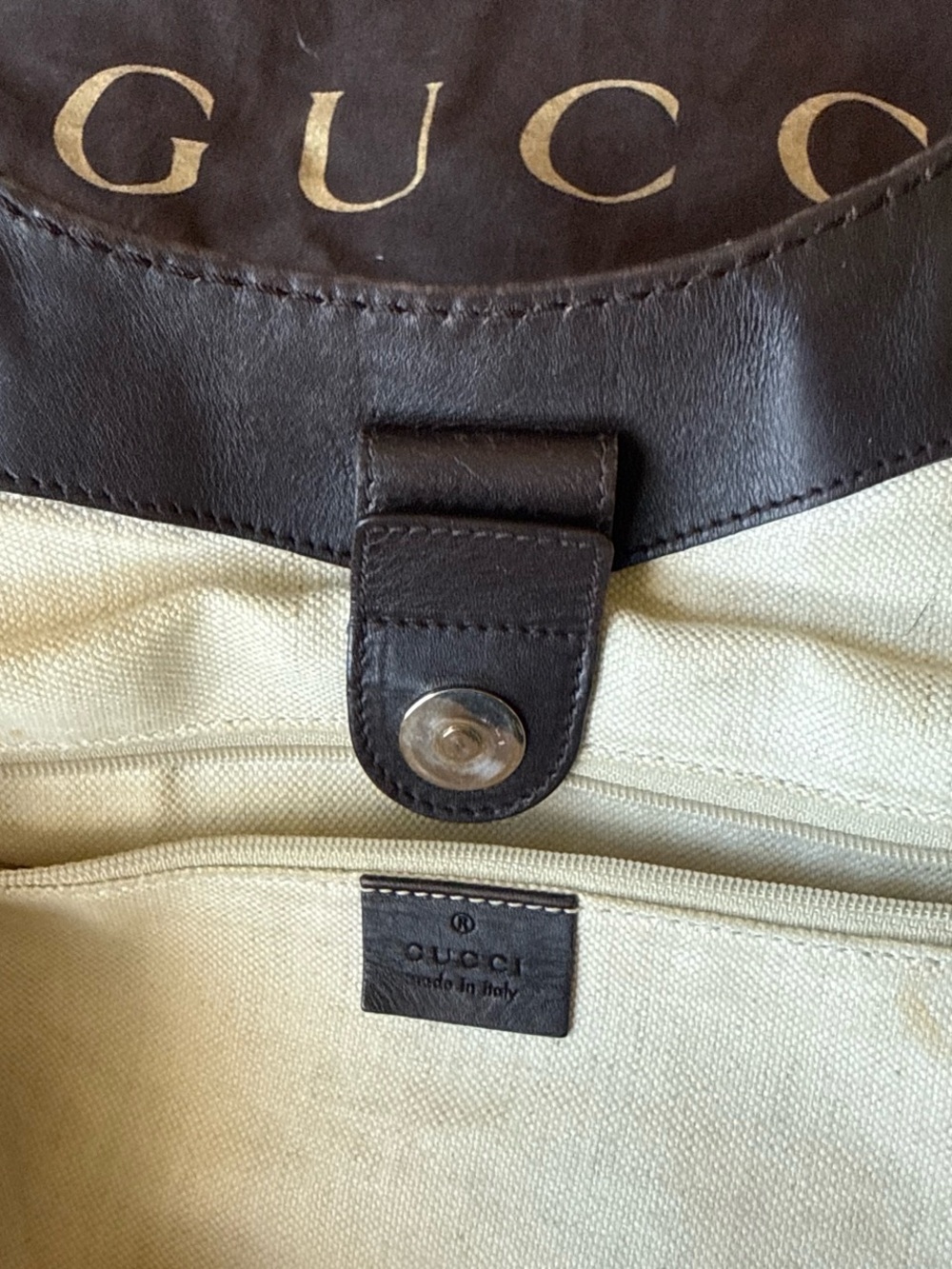 Gucci Beige GG Canvas Tote with Brown Leather Handles - Picture 7 of 8